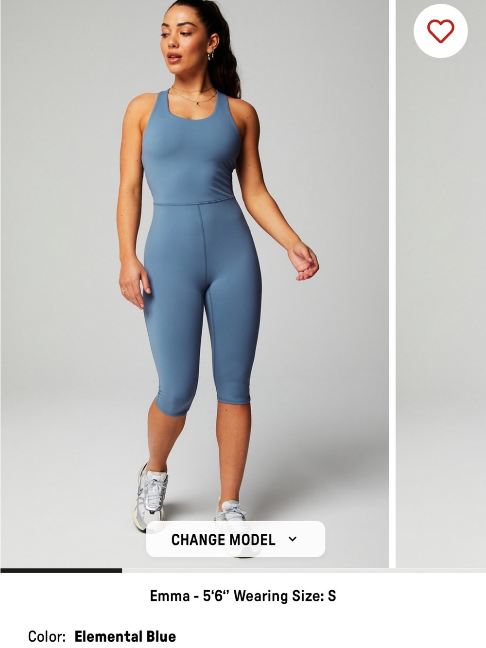 Fabletics Elemental Blue Cropped Performance Jumpsuit